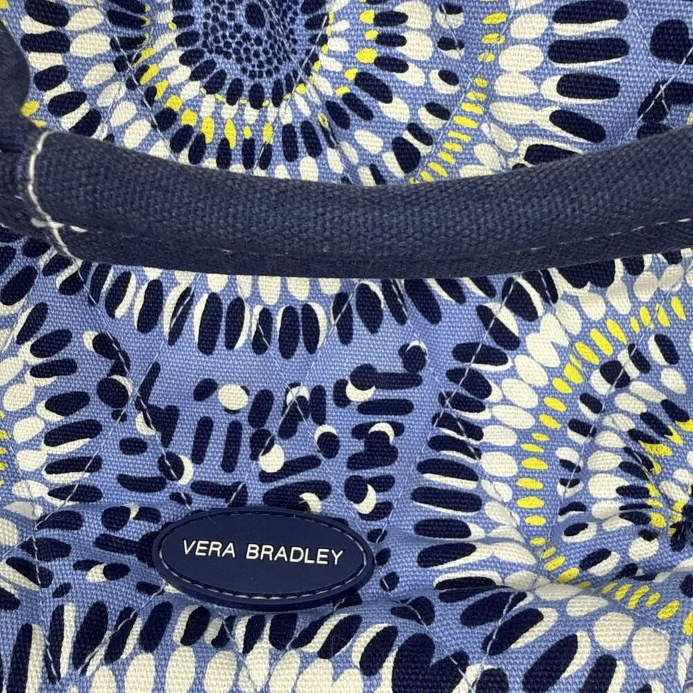 Vera Bradley Bag Blue White Yellow Medallion Double Handle Rope Accent Retired